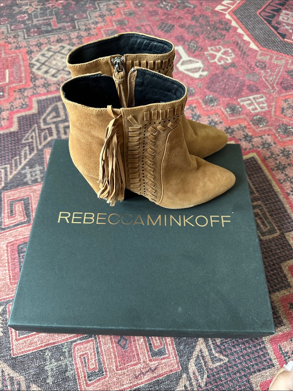 Rebecca Minkoff Tan Suede Fringe Ankle Boots